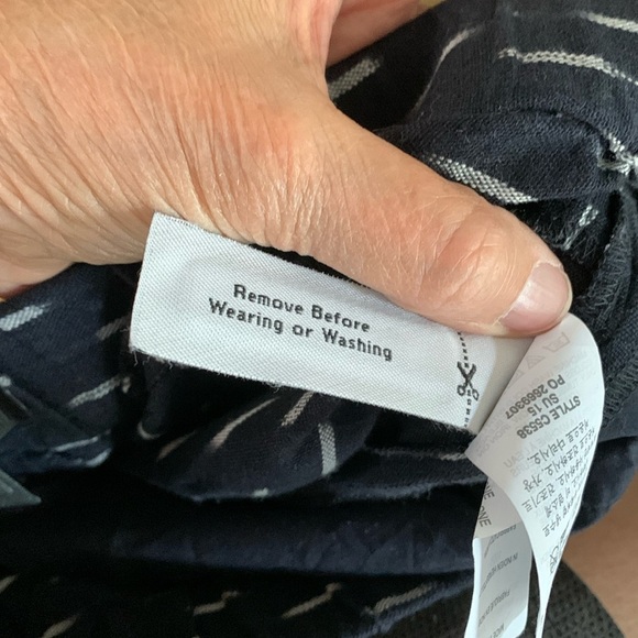 J Crew Pull On Ikat Pant Metallic Tux Stripe Navy 4 - Picture 7 of 8